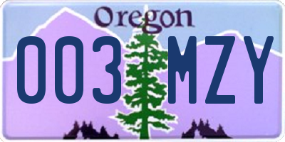 OR license plate 003MZY