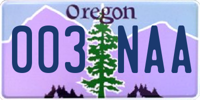 OR license plate 003NAA
