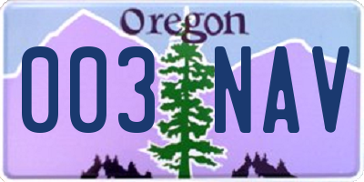 OR license plate 003NAV