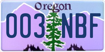 OR license plate 003NBF