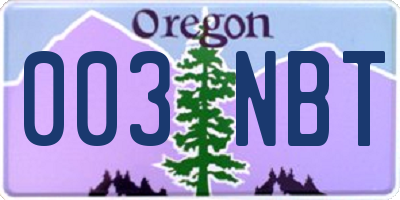 OR license plate 003NBT