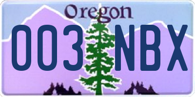 OR license plate 003NBX