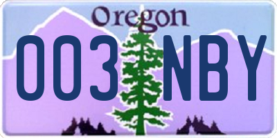 OR license plate 003NBY