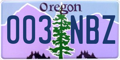OR license plate 003NBZ