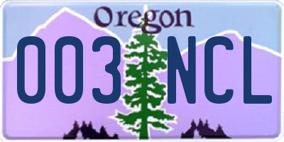 OR license plate 003NCL