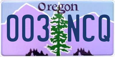 OR license plate 003NCQ