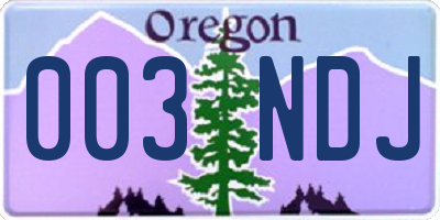 OR license plate 003NDJ