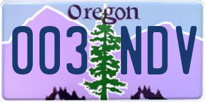 OR license plate 003NDV