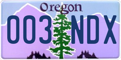 OR license plate 003NDX