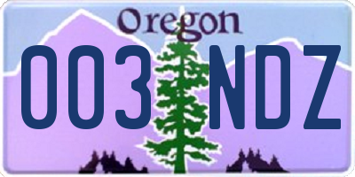 OR license plate 003NDZ
