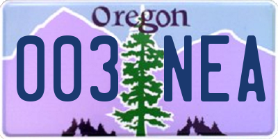 OR license plate 003NEA