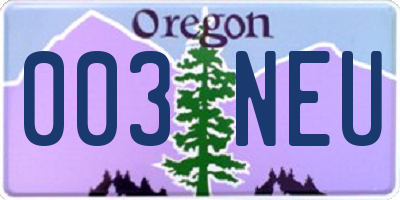 OR license plate 003NEU