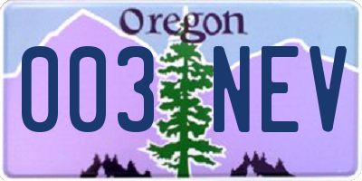 OR license plate 003NEV