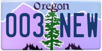 OR license plate 003NEW