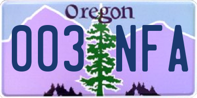 OR license plate 003NFA