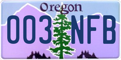 OR license plate 003NFB