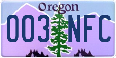 OR license plate 003NFC