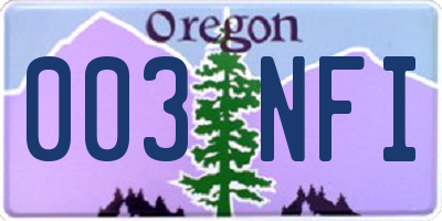 OR license plate 003NFI