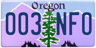 OR license plate 003NFO