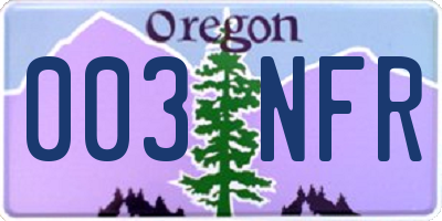 OR license plate 003NFR