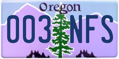 OR license plate 003NFS