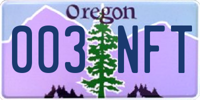 OR license plate 003NFT