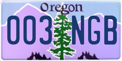 OR license plate 003NGB