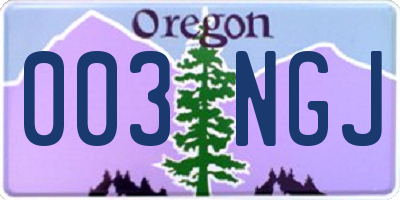 OR license plate 003NGJ