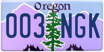 OR license plate 003NGK