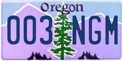 OR license plate 003NGM