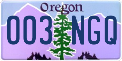 OR license plate 003NGQ