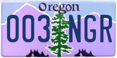 OR license plate 003NGR