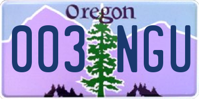 OR license plate 003NGU