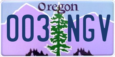 OR license plate 003NGV