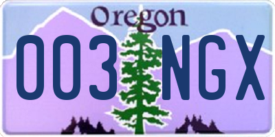 OR license plate 003NGX