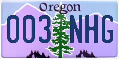 OR license plate 003NHG