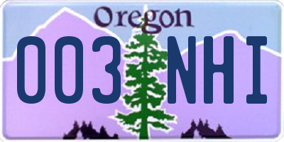 OR license plate 003NHI