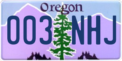 OR license plate 003NHJ