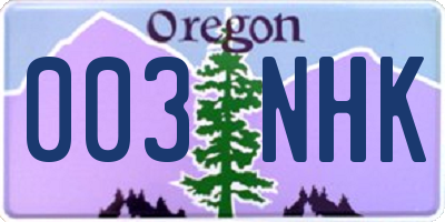 OR license plate 003NHK