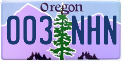 OR license plate 003NHN
