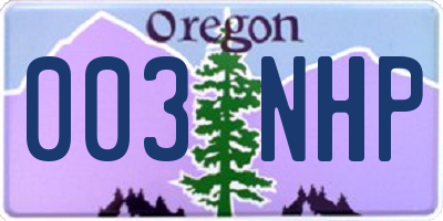 OR license plate 003NHP