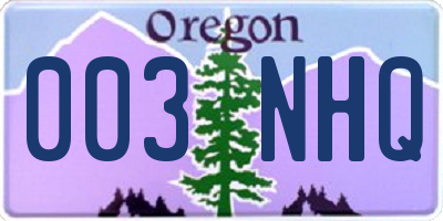 OR license plate 003NHQ