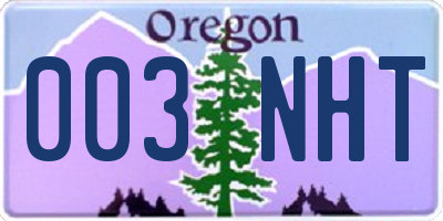 OR license plate 003NHT