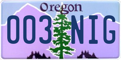 OR license plate 003NIG