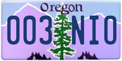 OR license plate 003NIO