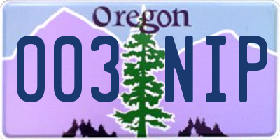 OR license plate 003NIP