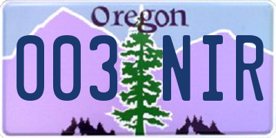 OR license plate 003NIR