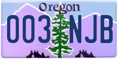 OR license plate 003NJB