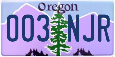 OR license plate 003NJR
