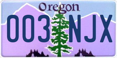 OR license plate 003NJX